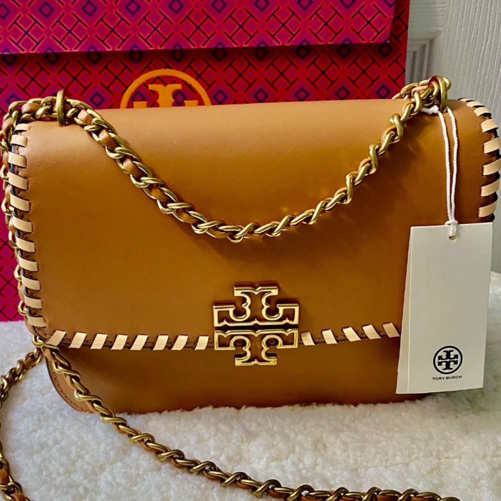💫🍂NWT Tory Burch Britten Mixed Material Small Adjustable Shoulder Bag